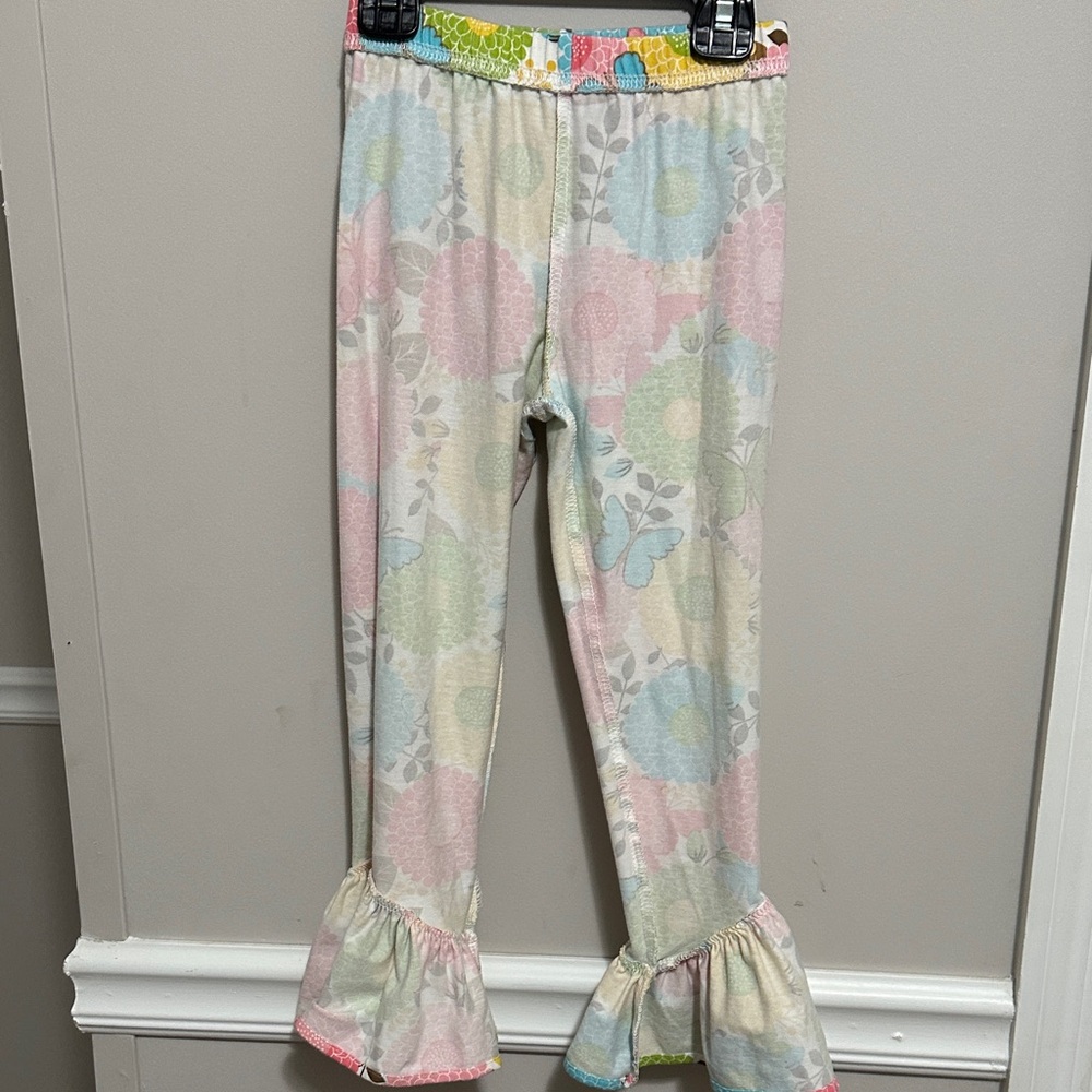 NWOT Brown Striped Dress w/ Floral Pants Set & stunning 🎀 details & ruffles 5yo - Picture 12 of 14